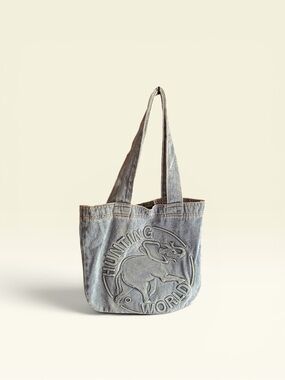 EUC Authentic Hunting World Vintage Elephant embossed denim canvas tote bag